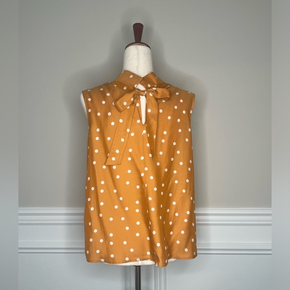 NWT! Boden Yellow Polka Dot Blouse Bow 🎀 tie back Size 10 - Picture 2 of 4